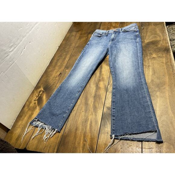 MOTHER Denim - Mother Jeans High Rise Insider Crop Step Fray Size 27 Blue Scenic Route